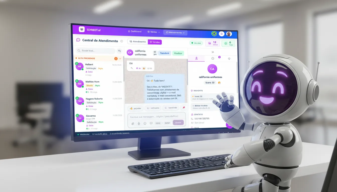 SDRBOT.ai - SDR com IA qualificando leads via WhatsApp com 94% de score