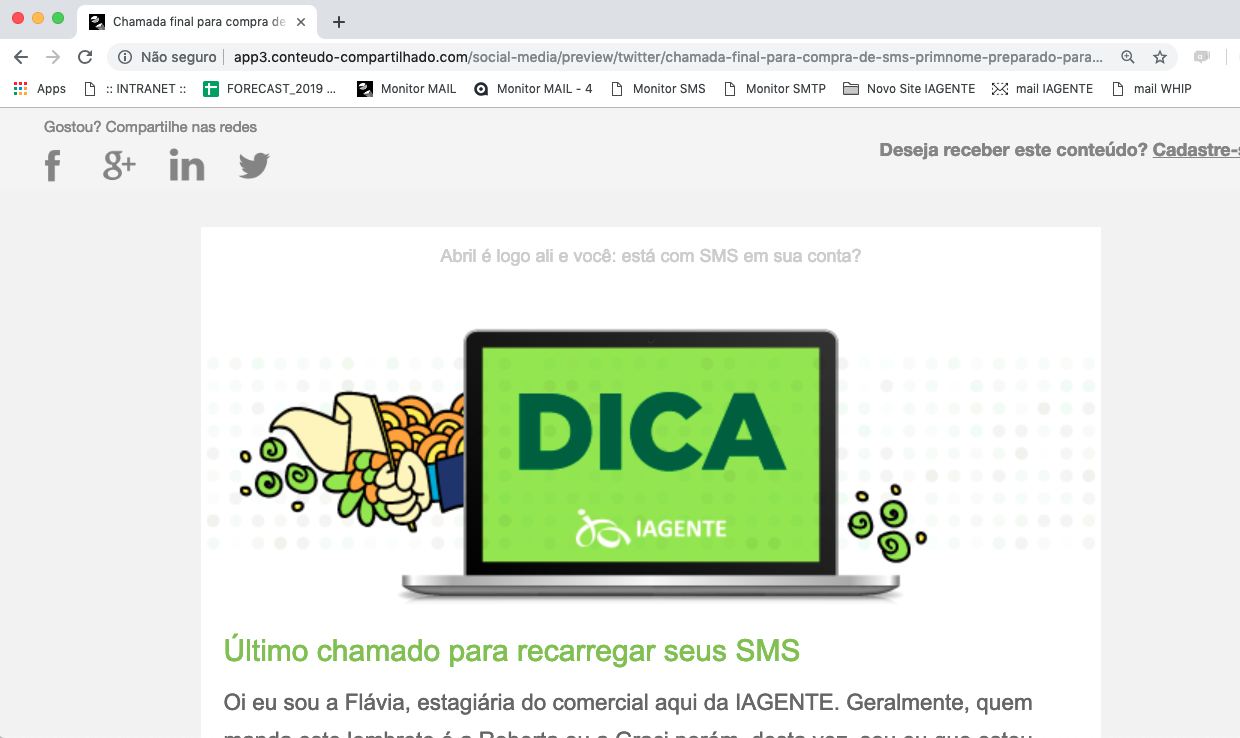 Link público para e-mail marketing